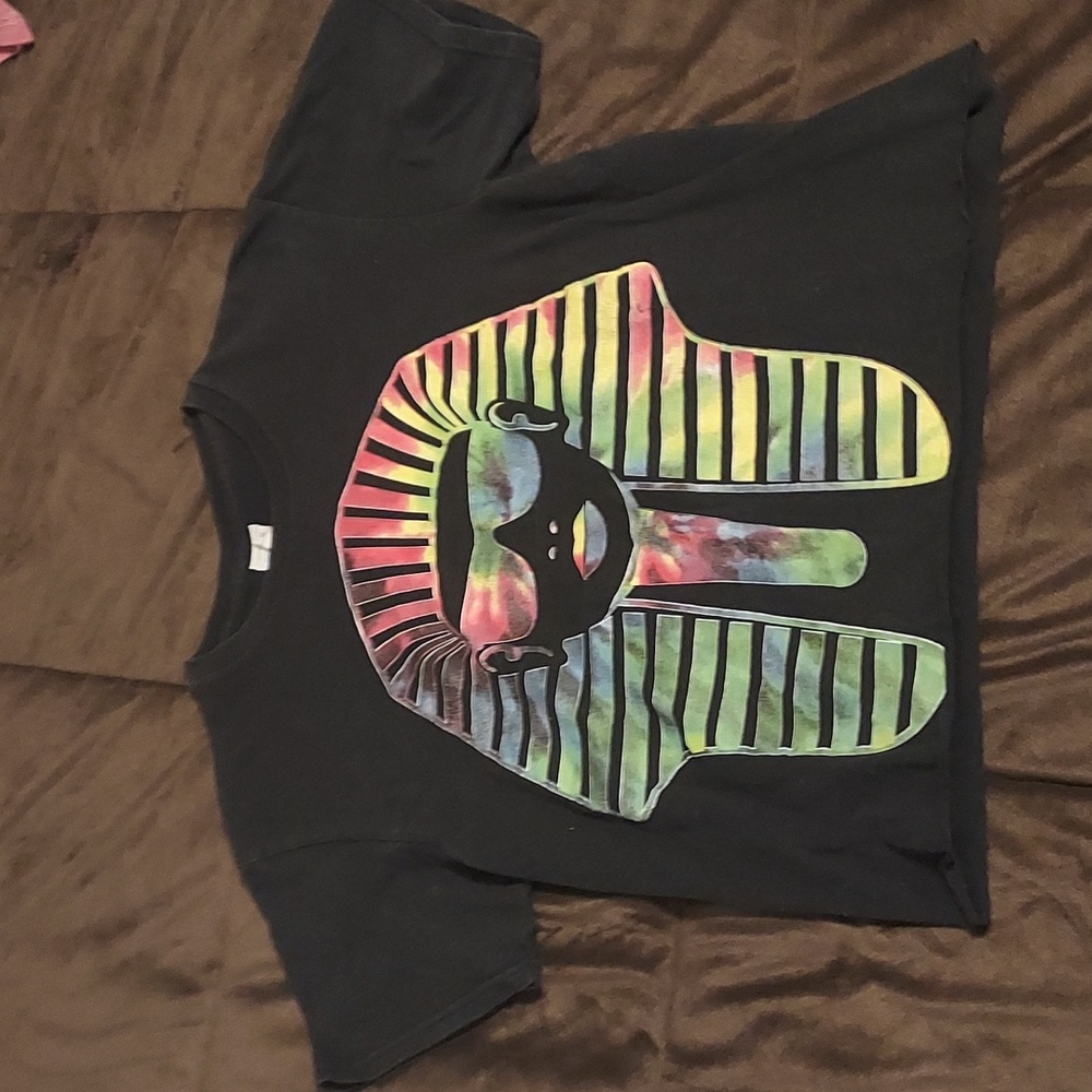 Cropped black/tie dye t shirt